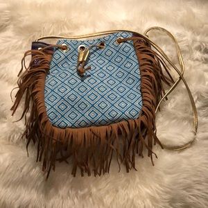 Colorful Aztec fringe cross body bag